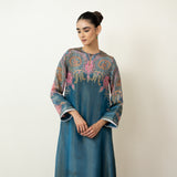 Mehbooba Festive Tissue Kurta Set - Teal Blue