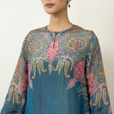 Mehbooba Festive Tissue Kurta Set - Teal Blue