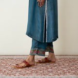 Mehbooba Festive Tissue Kurta Set - Teal Blue