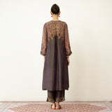 Mehbooba Festive Tissue Kurta Set - Coffee Brown