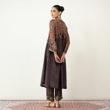Mehbooba Festive Tissue Kurta Set - Coffee Brown