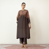 Mehbooba Festive Tissue Kurta Set - Coffee Brown