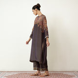 Mehbooba Festive Tissue Kurta Set - Coffee Brown