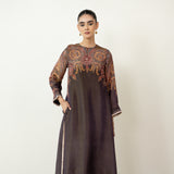 Mehbooba Festive Tissue Kurta Set - Coffee Brown
