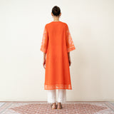 Kumkum Festive Chanderi Kurta - Tangerine