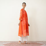 Kumkum Festive Chanderi Kurta - Tangerine