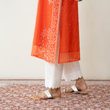 Kumkum Festive Chanderi Kurta - Tangerine