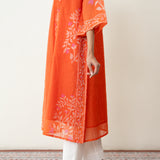 Kumkum Festive Chanderi Kurta - Tangerine