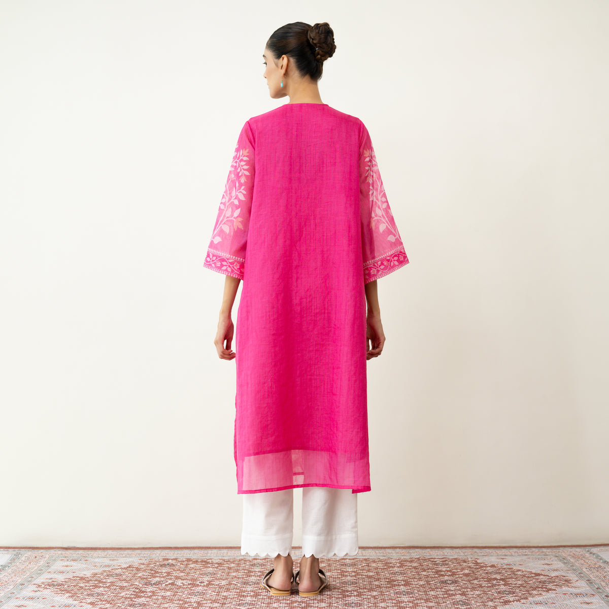 Kumkum Festive Chanderi Kurta - Berry Pink