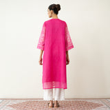 Kumkum Festive Chanderi Kurta - Berry Pink