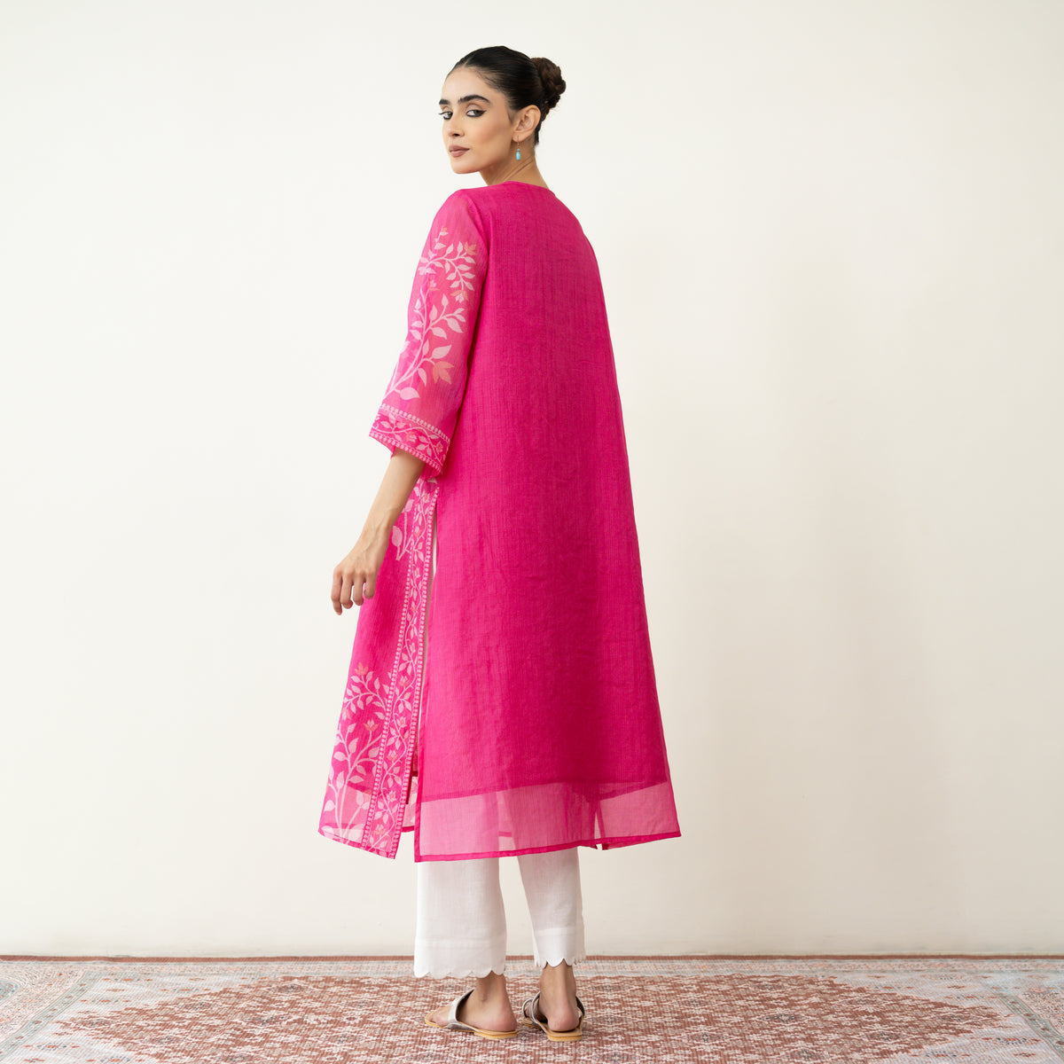 Kumkum Festive Chanderi Kurta - Berry Pink