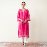 Kumkum Festive Chanderi Kurta - Berry Pink