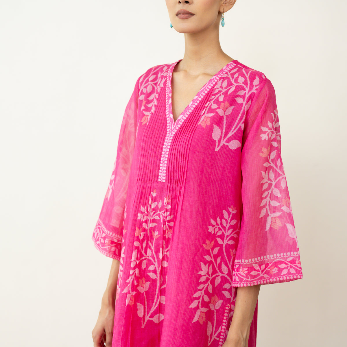 Kumkum Festive Chanderi Kurta - Berry Pink