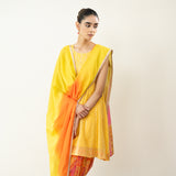 Chameli Festive Chanderi Salwar Set - Turmeric & Tangerine