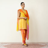 Chameli Festive Chanderi Salwar Set - Turmeric & Tangerine