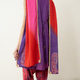 Chameli Festive Chanderi Salwar Set - Violet & Red