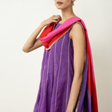 Chameli Festive Chanderi Salwar Set - Violet & Red