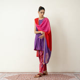 Chameli Festive Chanderi Salwar Set - Violet & Red