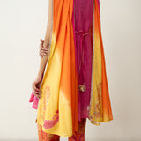 Chameli Festive Chanderi Salwar Set - Pink & Orange