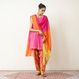 Chameli Festive Chanderi Salwar Set - Pink & Orange