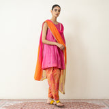 Chameli Festive Chanderi Salwar Set - Pink & Orange