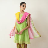 Chameli Festive Chanderi Salwar Set - Tota Green