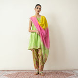 Chameli Festive Chanderi Salwar Set - Tota Green