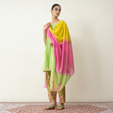 Chameli Festive Chanderi Salwar Set - Tota Green