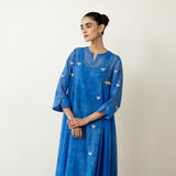Love Bug Embroidered Festive Chanderi Set - Indigo