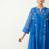 Love Bug Embroidered Festive Chanderi Set - Indigo