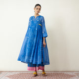 Love Bug Embroidered Festive Chanderi Set - Indigo