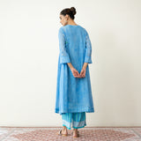 Love Bug Embroidered Festive Chanderi Set - Icy Blue