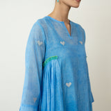 Love Bug Embroidered Festive Chanderi Set - Icy Blue