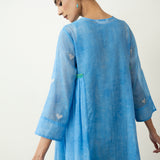 Love Bug Embroidered Festive Chanderi Set - Icy Blue