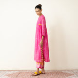 Love Bug Embroidered Festive Chanderi Set - Poppy Pink