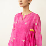 Love Bug Embroidered Festive Chanderi Set - Poppy Pink