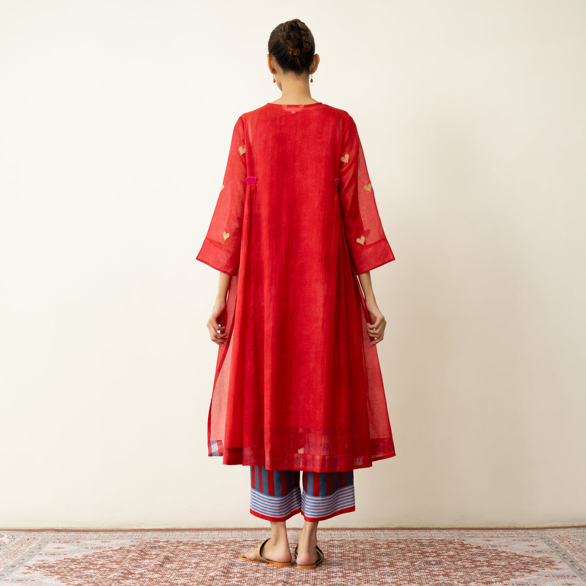 Love Bug Embroidered Festive Chanderi Set - Sindoori Laal