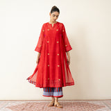 Love Bug Embroidered Festive Chanderi Set - Sindoori Laal