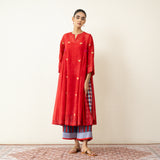 Love Bug Embroidered Festive Chanderi Set - Sindoori Laal