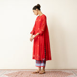 Love Bug Embroidered Festive Chanderi Set - Sindoori Laal