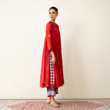 Love Bug Embroidered Festive Chanderi Set - Sindoori Laal