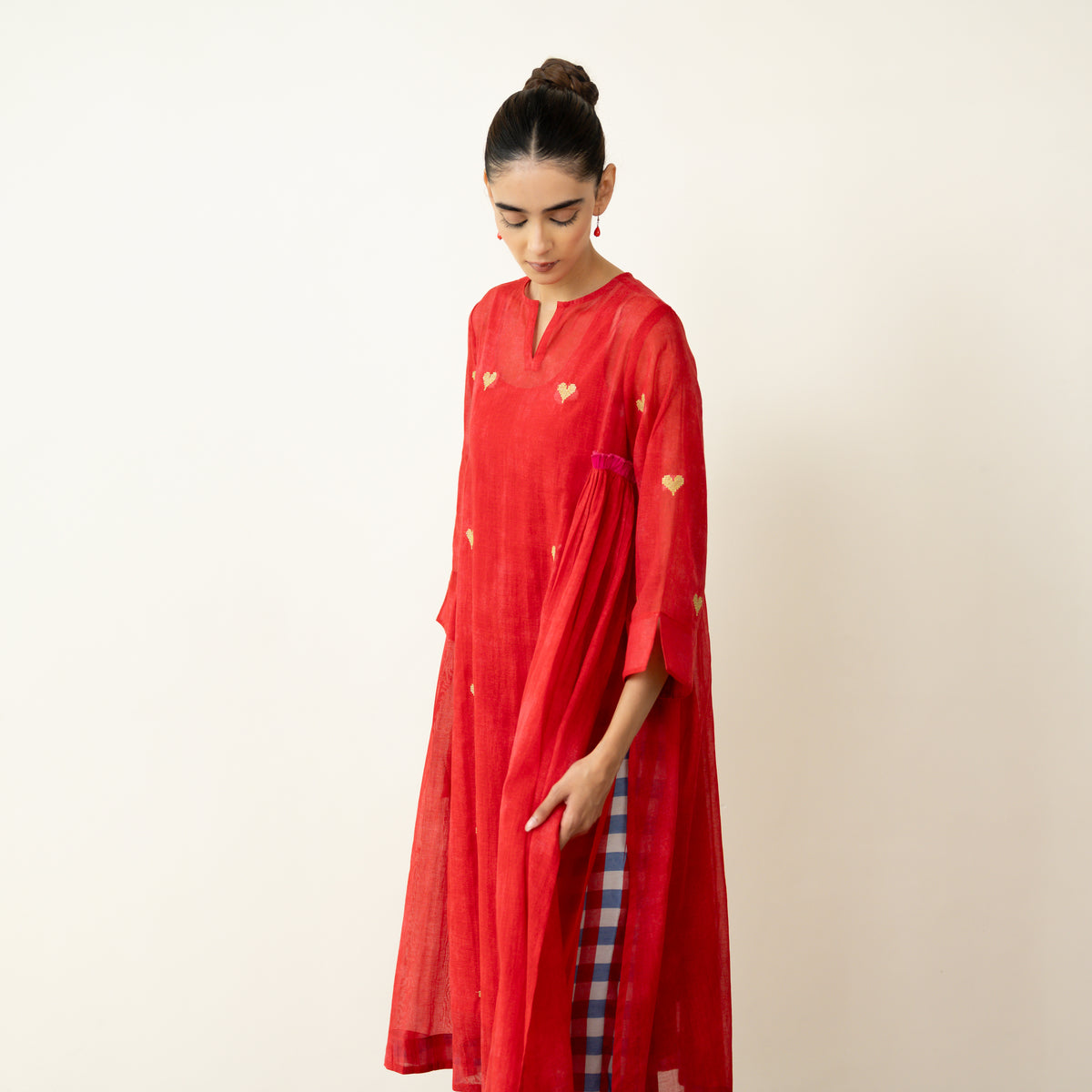 Love Bug Embroidered Festive Chanderi Set - Sindoori Laal