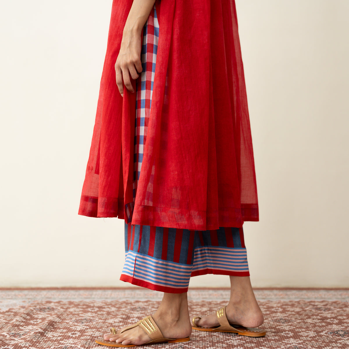 Love Bug Embroidered Festive Chanderi Set - Sindoori Laal