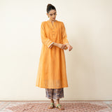 Suvarna Chanderi Kurta Set - Tangy Orange