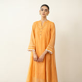 Suvarna Chanderi Kurta Set - Tangy Orange