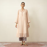 Suvarna Chanderi Kurta Set - Milky White
