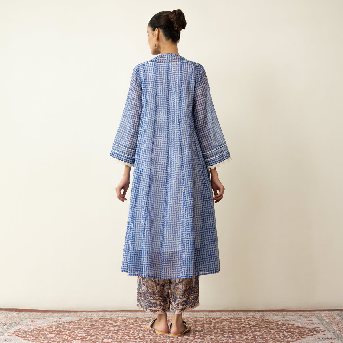 Suvarna Chanderi Kurta Set - Ink Blue