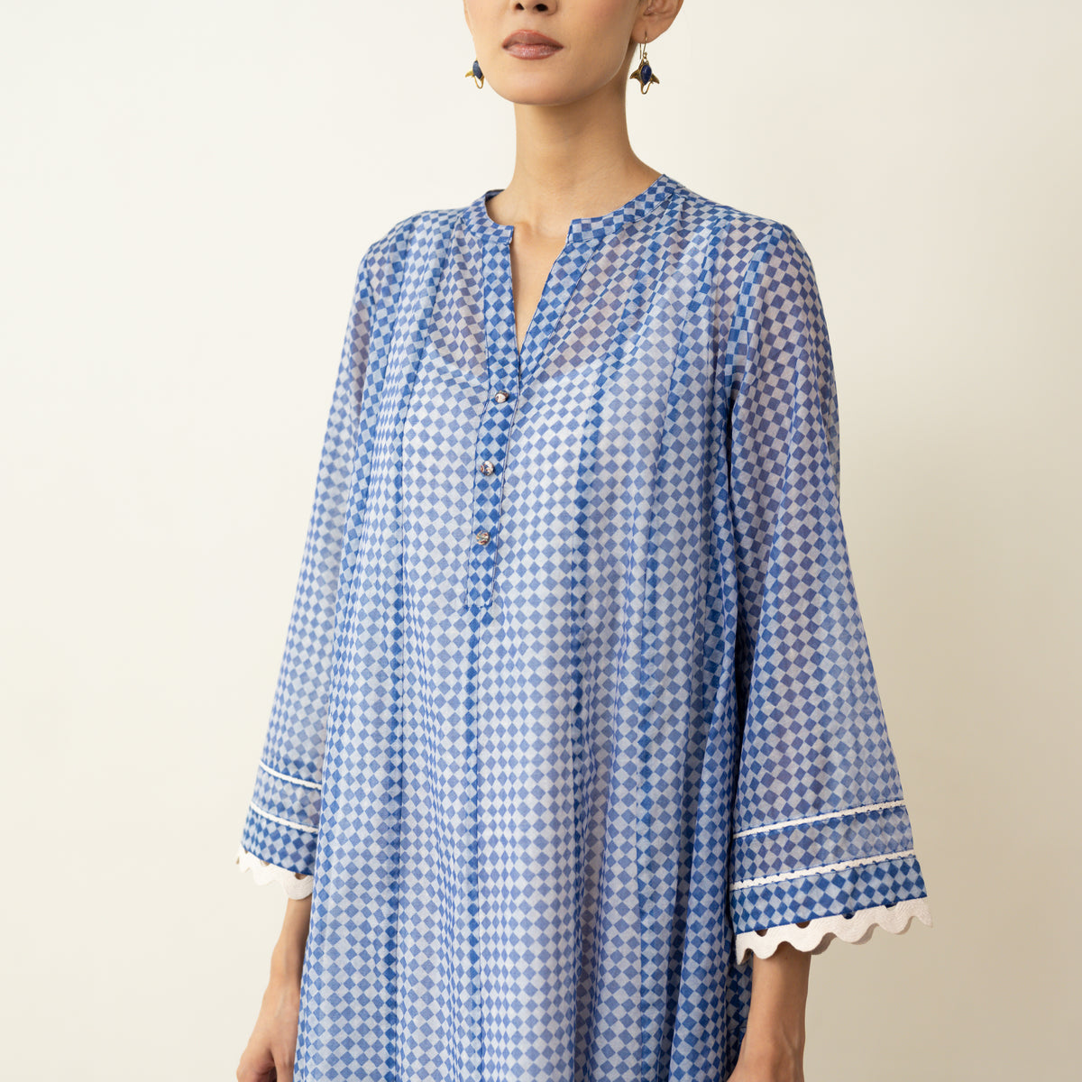Suvarna Chanderi Kurta Set - Ink Blue