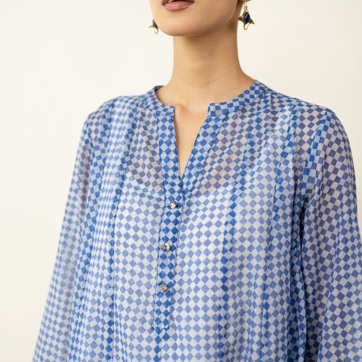 Suvarna Chanderi Kurta Set - Ink Blue