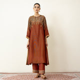 Mehbooba Festive Tissue Kurta Set - Rust